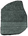 Image 49The Rosetta Stone (c. 196 BC) enabled linguists to begin deciphering ancient Egyptian scripts. (from Ancient Egypt)