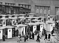 Checkpoint booths outside the Friedrichstraße railway station, which, although located completely in East Berlin, was a major crossing as it was served by trains from West Berlin..