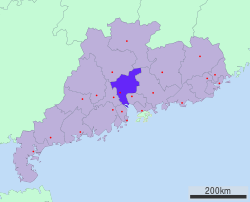 Lokasi Guangzhou di Guangdong