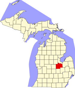 map of Michigan highlighting Saginaw County