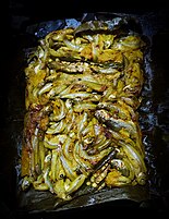 Fish cooked in banana leaves