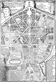 A map of the grounds of the Palace of Versailles around 1700