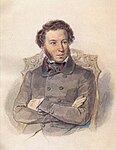 Portrait of A. Pushkin by Pyotr Sokolov (1836)