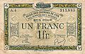 Bancnotă cu valoarea nominală de 1 franc « Régie des Chemins de fer » 1923 (avers)