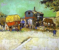 Vincent van Gogh, pentraĵo 'La karavanoj' en la franca urbo Arles.