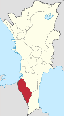Mapa ng Kalakhang Maynila na nagpapakita ng lokasyon ng Las Piñas