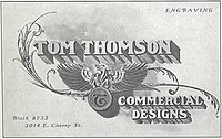 Tom Thomson's business card, c. 1904. Tom Thomson Papers, Library and Archives Canada