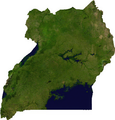 Un mapa satelital de Uganda.