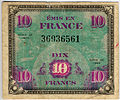 Billet de 10 anciens francs français type 1944 complémentaires (recto)