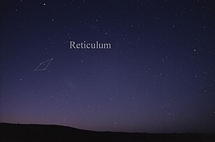 Das Sternbild Reticulum, das Netz, wie es mit dem bloßen Auge gesehen werden kann