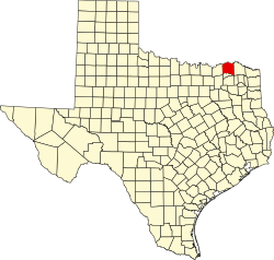 map of Texas highlighting Lamar County