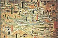 10th century mural from Cave 61, showing Tang Buddhist monasteries of Mount Wutai, Shanxi province