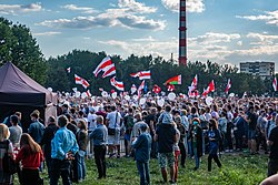 מפגינים שהתאספו במינסק ב-30 ביולי 2020
