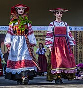 Red on Russian folk costumes
