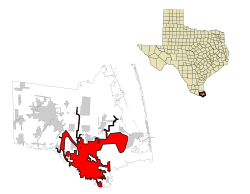キャメロン郡内の位置の位置図