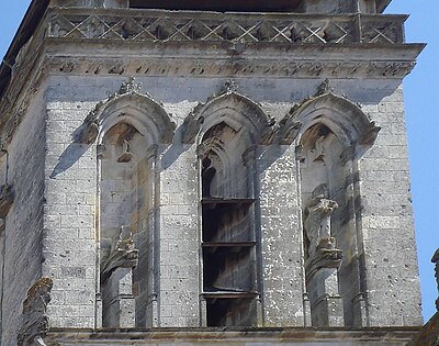 Restos de la iconoclasia calvinista, Clocher Saint-Barthélémy, La Rochelle, Francia.