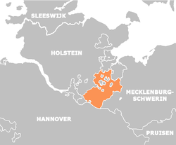The Duchy of Saxe-Lauenburg in 1848 (map in Dutch)