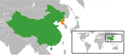 Bản đồ vị trí People's Republic of China và North Korea