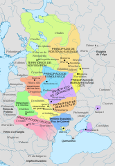 Mapa histórico do Rus' de Quieve em seu apogeu (980-1054).
