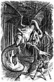 Image 1 "Jabberwocky" Illustration: John Tenniel The Jabberwock, the titular creature of Lewis Carroll's nonsense poem "Jabberwocky". First included in Carroll's novel Through the Looking-Glass (1871), the poem was illustrated by John Tenniel, who gave the creature "the leathery wings of a pterodactyl and the long scaly neck and tail of a sauropod". "Jabberwocky" is considered one of the greatest nonsense poems written in English, and has contributed such nonsense words and neologisms as galumphing and chortle to the English lexicon. More selected pictures
