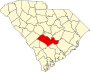 Harta statului South Carolina indicând comitatul Orangeburg