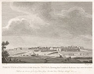 North view of Bangalore from the pettah, (View from the around the present Avenue Road, facing Fort) shewing the curtain and bastions that were breached, by Robert Home (1752-1834)[41]