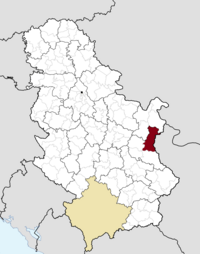 Location of the municipality of Zaječar within Serbia