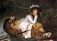 Young Lady in a Boat dengan seekor pug oleh James Tissot, 1870
