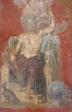 Юпітер на настінному розписі з Помпеї, з орлом і глобусом
