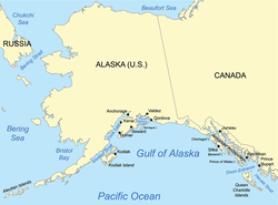 Mapo montranta la Golfon de Alasko