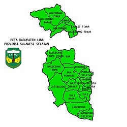 Peta genah kecamatan Bajo Barat ring Kabupatén Luwu