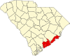 State map highlighting Charleston County