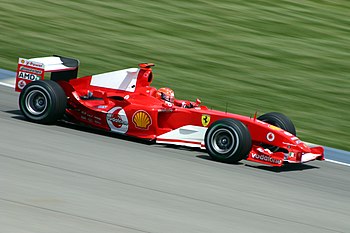 Ferrari F2004 pilotované vítězným Michaelem Schumacherem na Grand Prix USA 2004