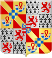 Stemma di Renato di Chalon con scudo a cuore di Nassau-Vianden sullo stemma di Chalon-Orange