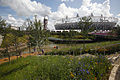Olympic gardens in front of the River Lea and its tributary the City Mill River