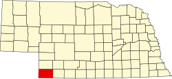 map of Nebraska highlighting Dundy County