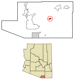Location of Patagonia in Santa Cruz County, Arizona