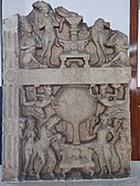 Worship of thrones with dharmachakra (above) and Bodhi tree (below), 2nd century