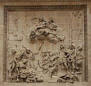 The relief on the Monument's base by Caius Gabriel Cibber