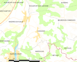 Mapa obce Cassagne