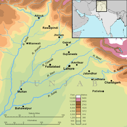 Lokasi Punjab di Asia selatan