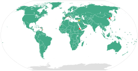 Color-coded world map of ratifiers signatories, and others in the United Nations Convention against Corruption