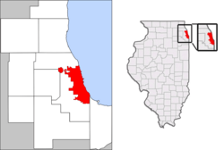 Lokasi di kawasan metro Chicago dan Illinois