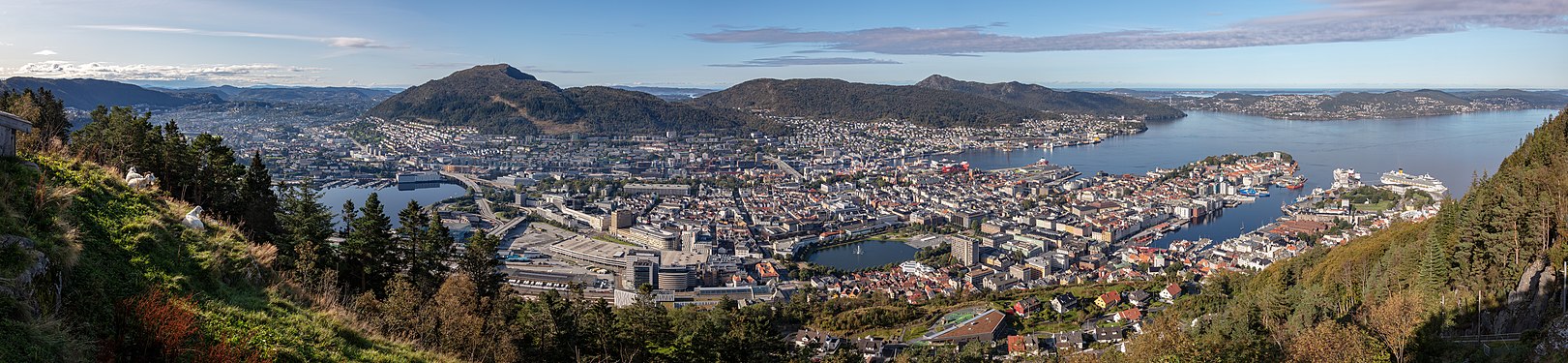 View of Bergen from Mount Fløyen, Norway.