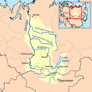 Mapa da bacia do Ienissei