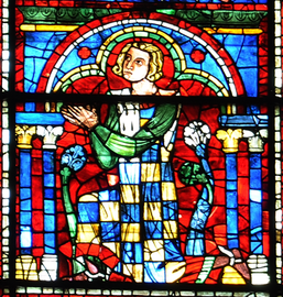 Peter I, Duke of Brittany, patron of the south rose window of Chartres Cathedral, portrayed in the window.