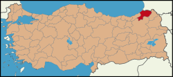 Location of Artvin
