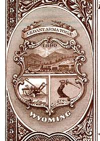 Wyoming territory coat of arms from the reverse of the National Bank Note Series 1882BB