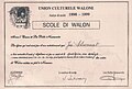 Diplome del sicole des "Relîs Namurwès"