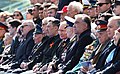 Kyrgyz President Sadyr Japarov with Russian President Putin and other post-Soviet leaders at the 2023 Moscow Victory Day Parade